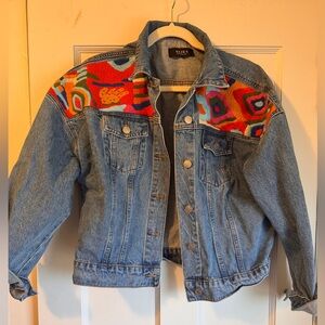 AKIRA Denim Jacket with Multicolor embroidered pattern